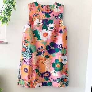 FRANCES VALENTINE Lilly Botanical Print Round Neck Sleeveless Dress